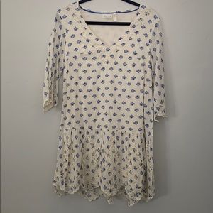 Anthropologie dress, cream w/ embroidery details
